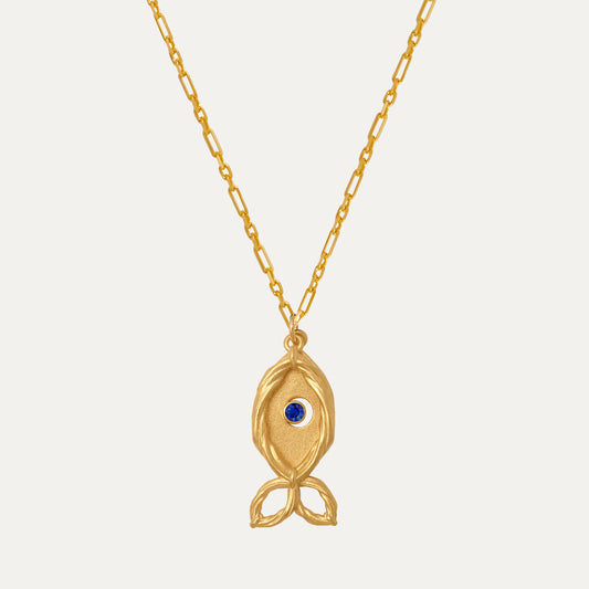 Evil Eye Repeller Fish with Sapphire