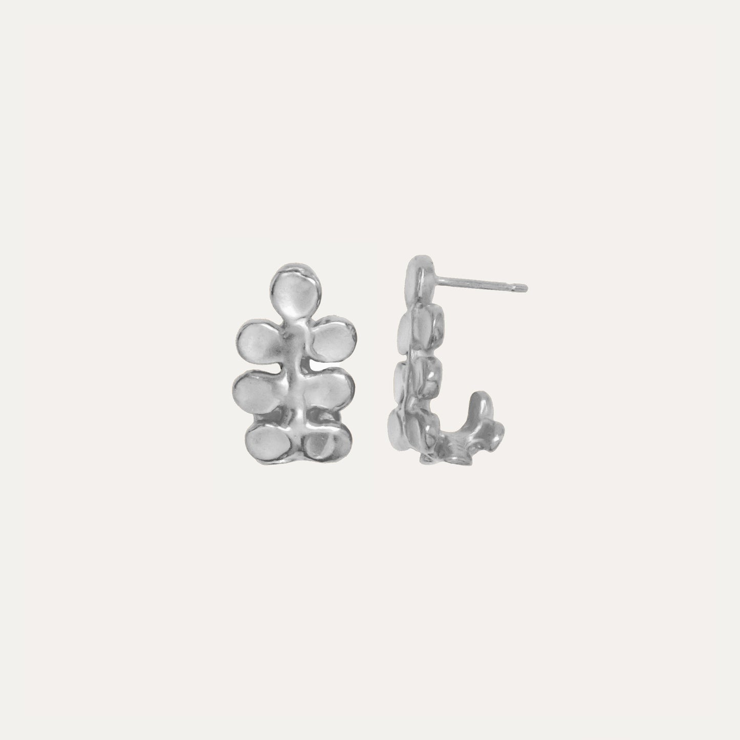 Mini Twin Idol Earrings, Silver